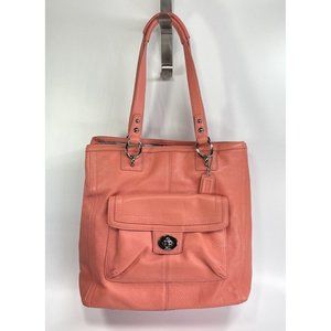 Coach Penelope Pebbled Leather Tote Shoulder Bag Coral Pink F19264